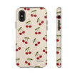 Cherry Pattern Tough Phone Case — Retro Red Cherries on Cream