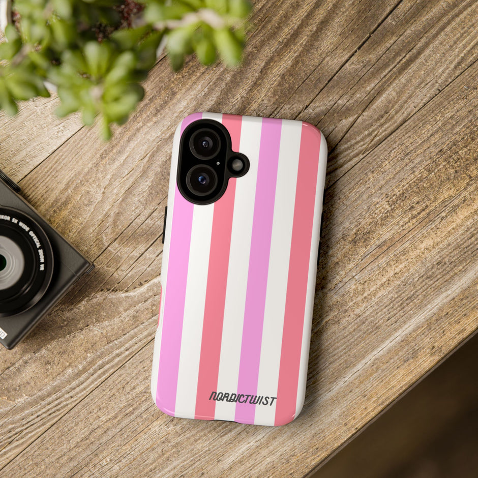 Pink Striped Phone Case - Stylish & Durable Cover