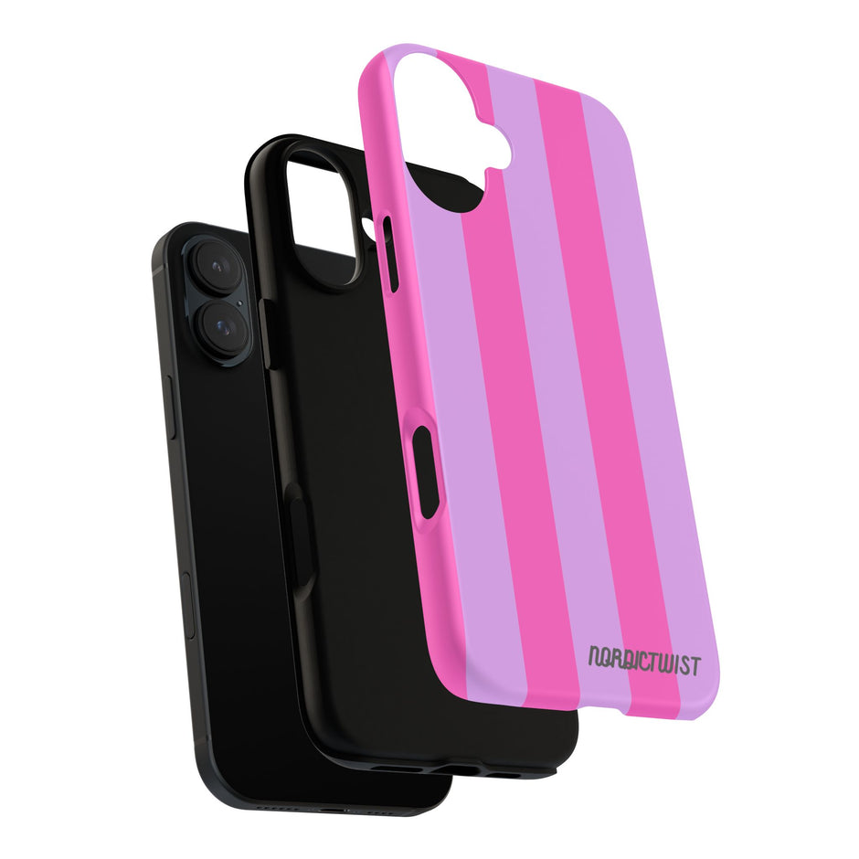 Stylish Phone Case - Tough Cases with Vibrant Pink and Lavender Stripes
