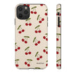 Cherry Pattern Tough Phone Case — Retro Red Cherries on Cream