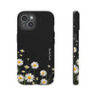 Daisy Floral Tough Phone Case – Protective Black Phone Cover with White Daisies