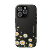 Daisy Floral Tough Phone Case – Protective Black Phone Cover with White Daisies