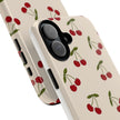 Cherry Pattern Tough Phone Case — Retro Red Cherries on Cream