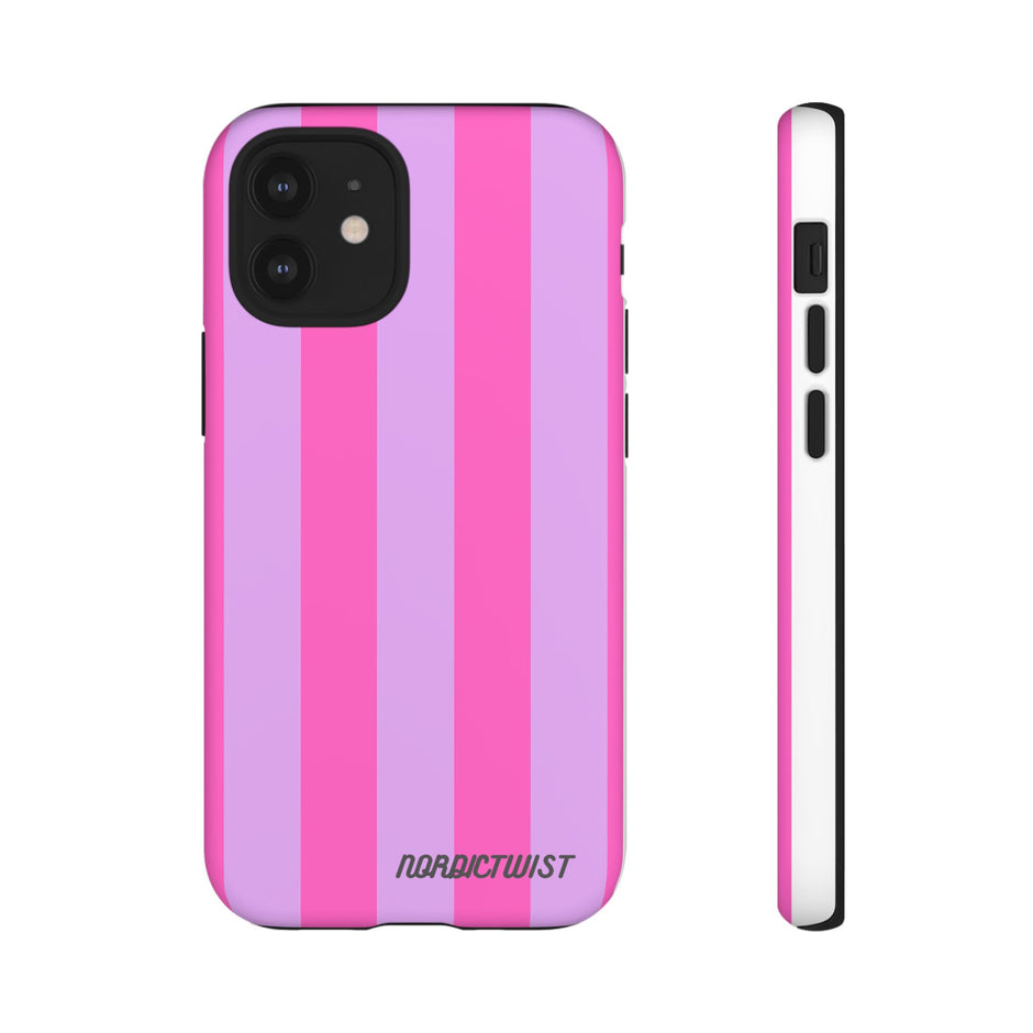 Stylish Phone Case - Tough Cases with Vibrant Pink and Lavender Stripes