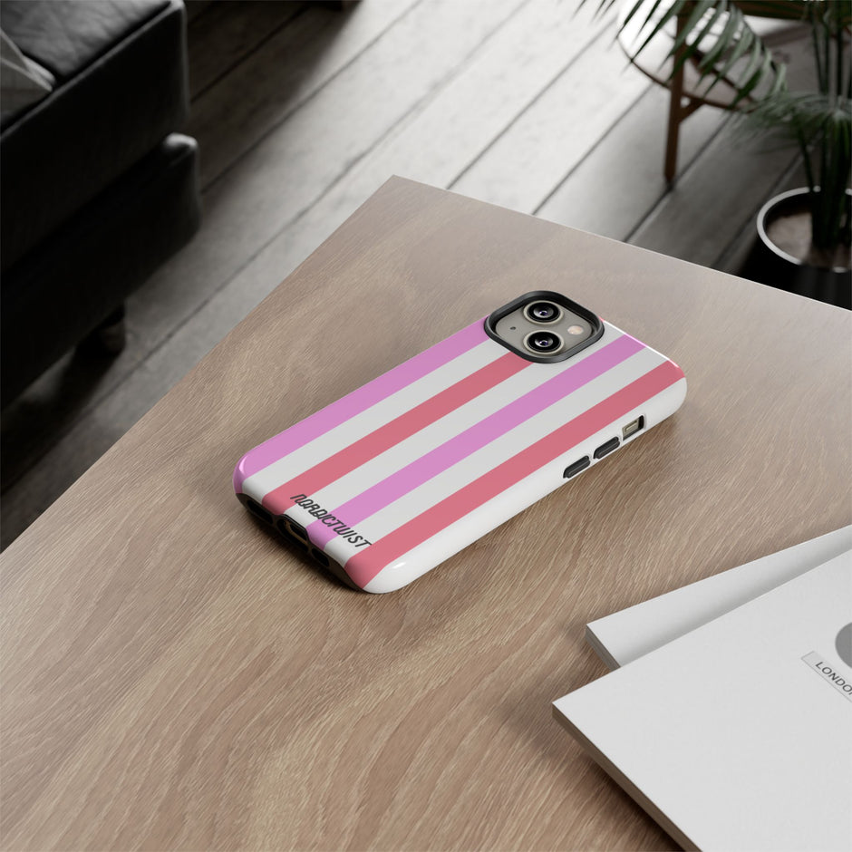 Pink Striped Phone Case - Stylish & Durable Cover