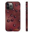 Cherry Pattern Tough Phone Case — Retro Dark Red Cherry iPhone Cover