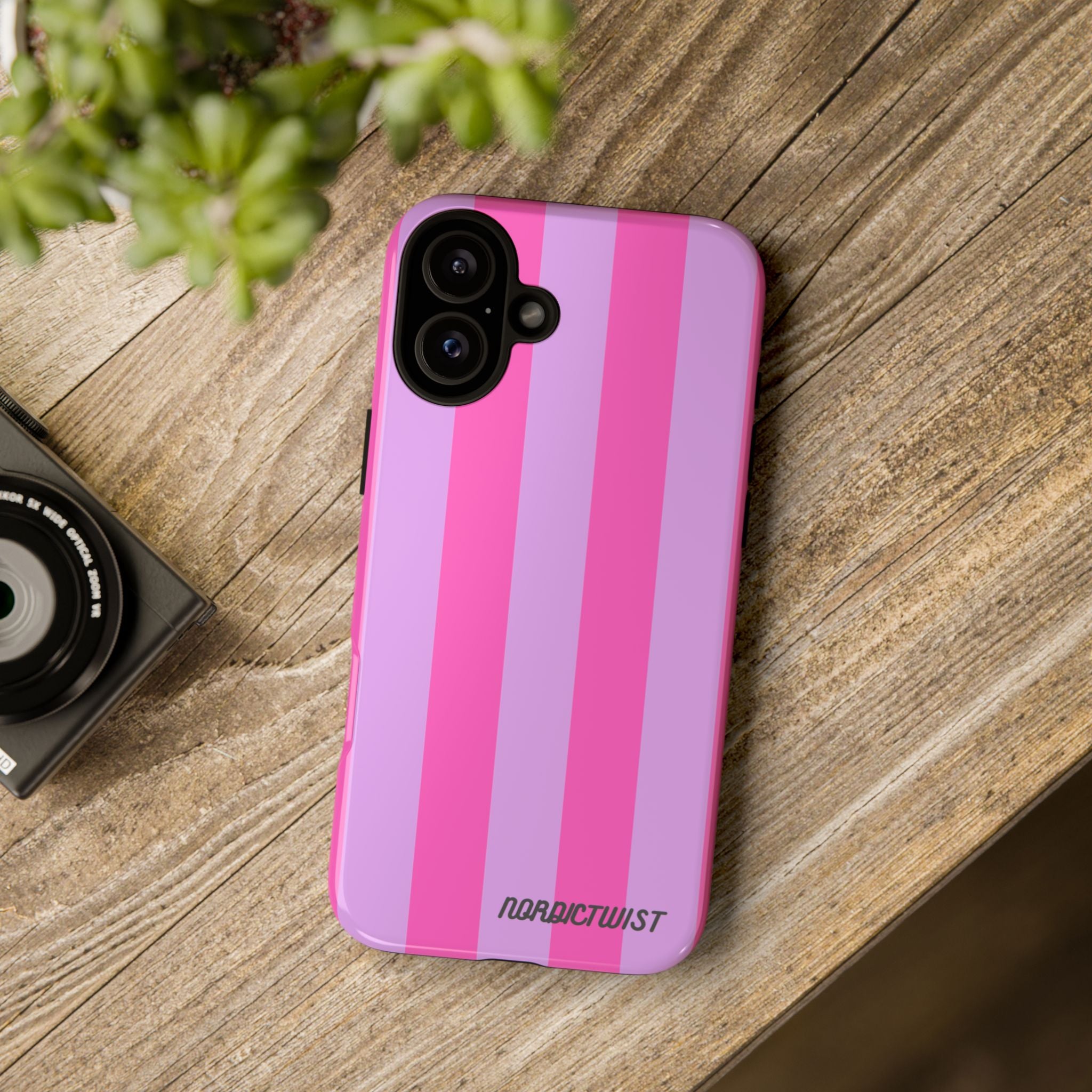 Stylish Phone Case - Tough Cases with Vibrant Pink and Lavender Stripes