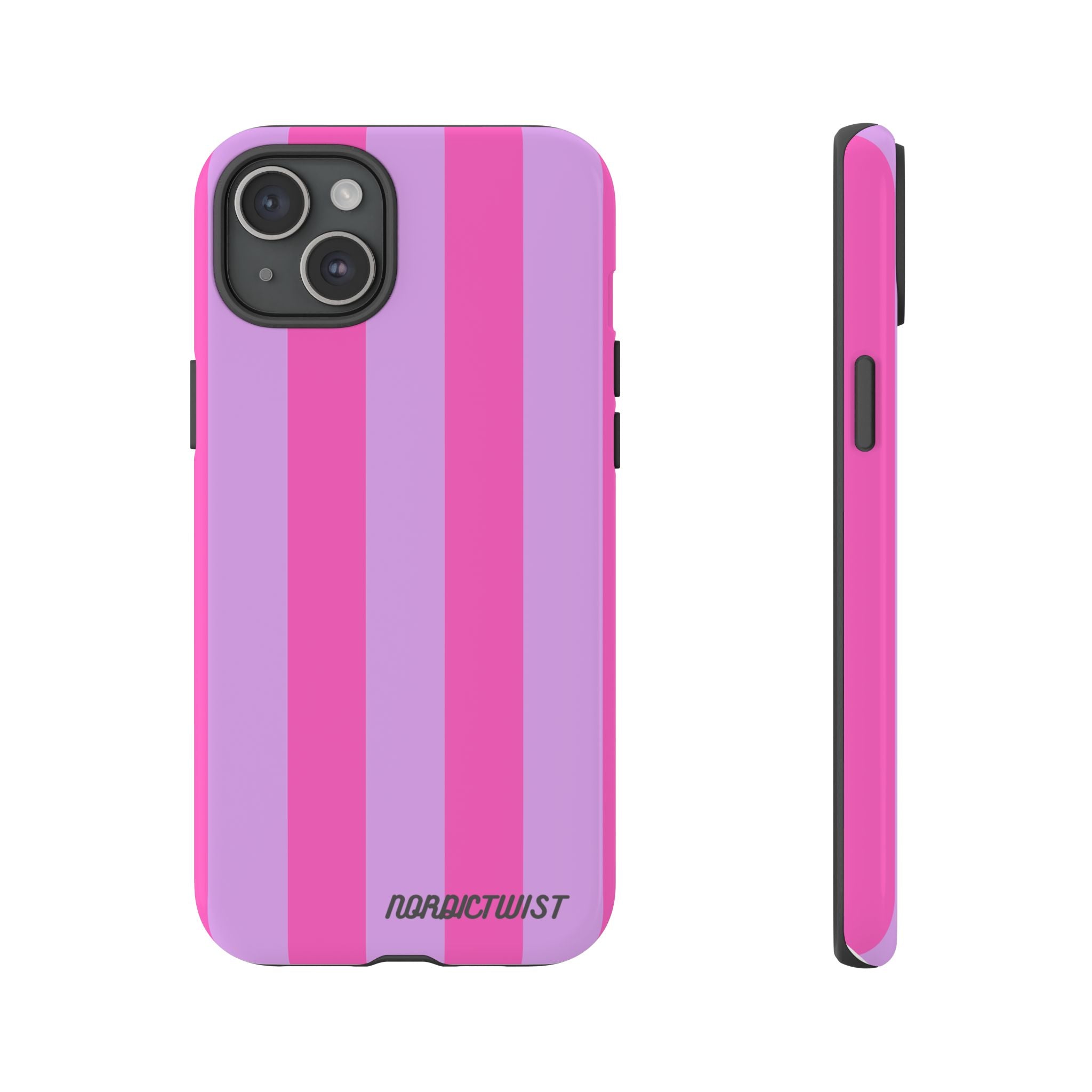Stylish Phone Case - Tough Cases with Vibrant Pink and Lavender Stripes