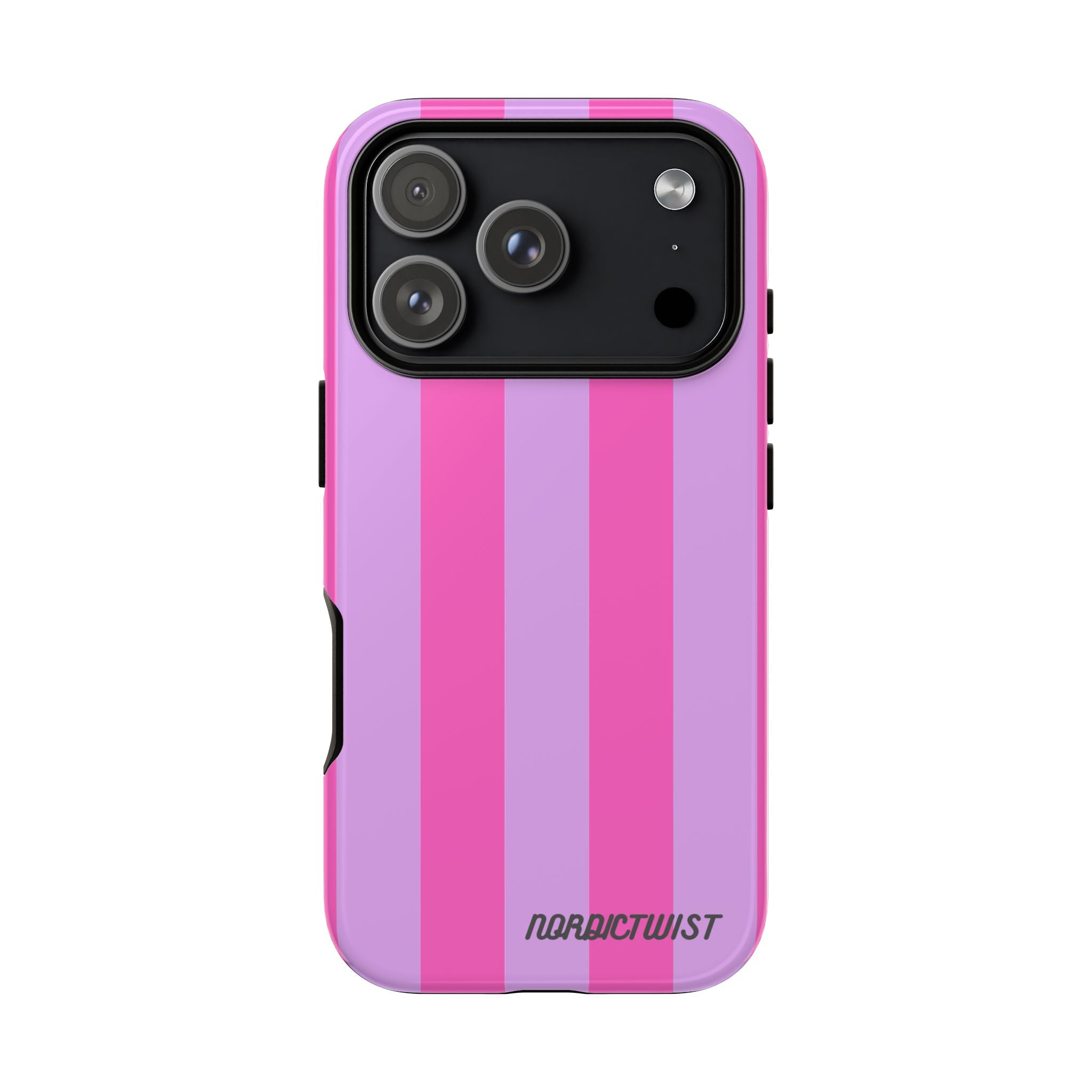 Stylish Phone Case - Tough Cases with Vibrant Pink and Lavender Stripes