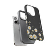 Daisy Floral Tough Phone Case – Protective Black Phone Cover with White Daisies
