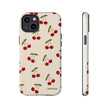 Cherry Pattern Tough Phone Case — Retro Red Cherries on Cream
