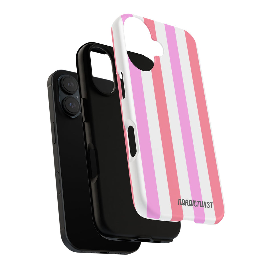 Pink Striped Phone Case - Stylish & Durable Cover