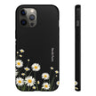 Daisy Floral Tough Phone Case – Protective Black Phone Cover with White Daisies
