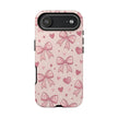 Pink Bow & Hearts Tough Phone Case — Cute Floral Ribbon iPhone Cover