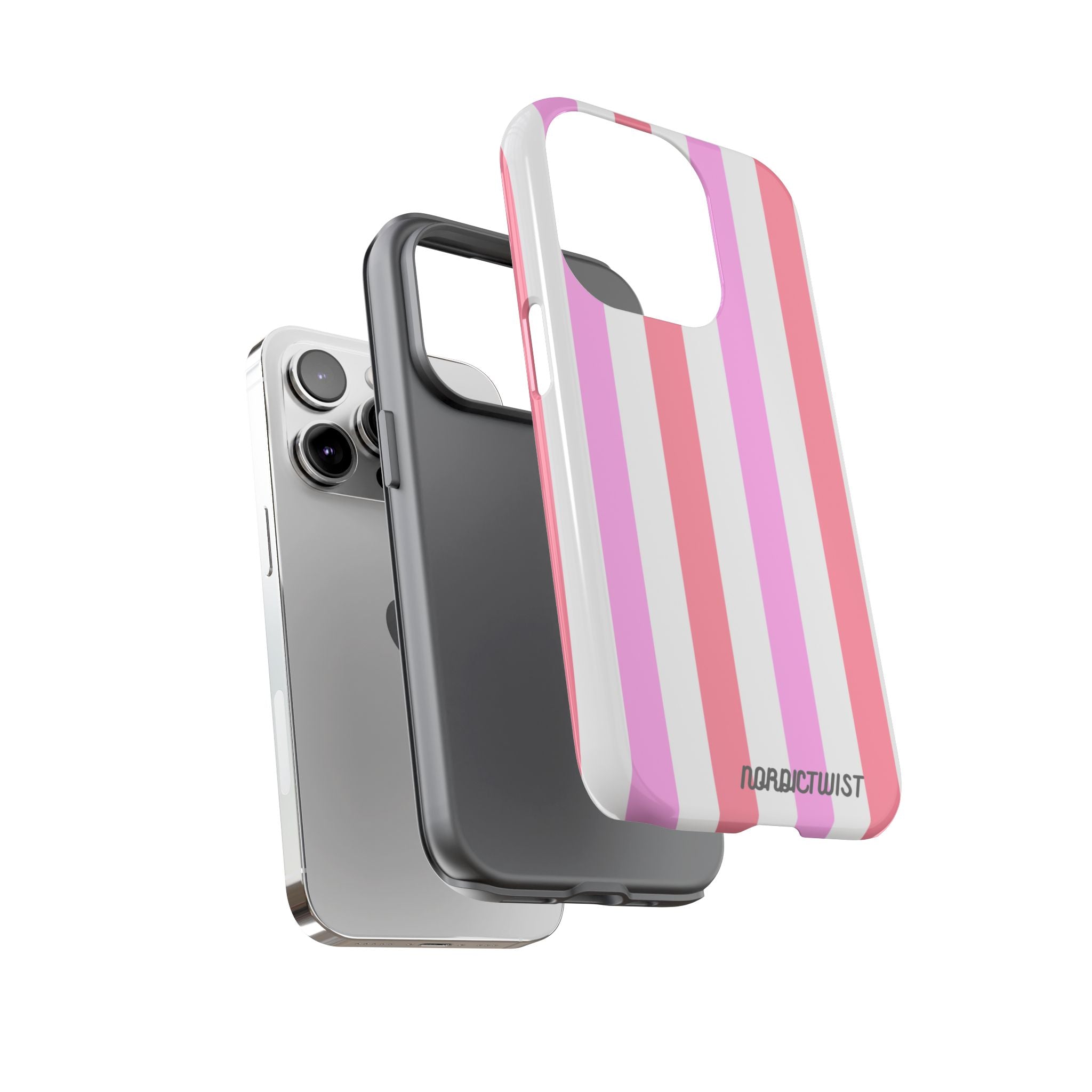 Pink Striped Phone Case - Stylish & Durable Cover