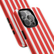 Striped Tough Phone Case - Durable Protection with Stylish Red & White Design