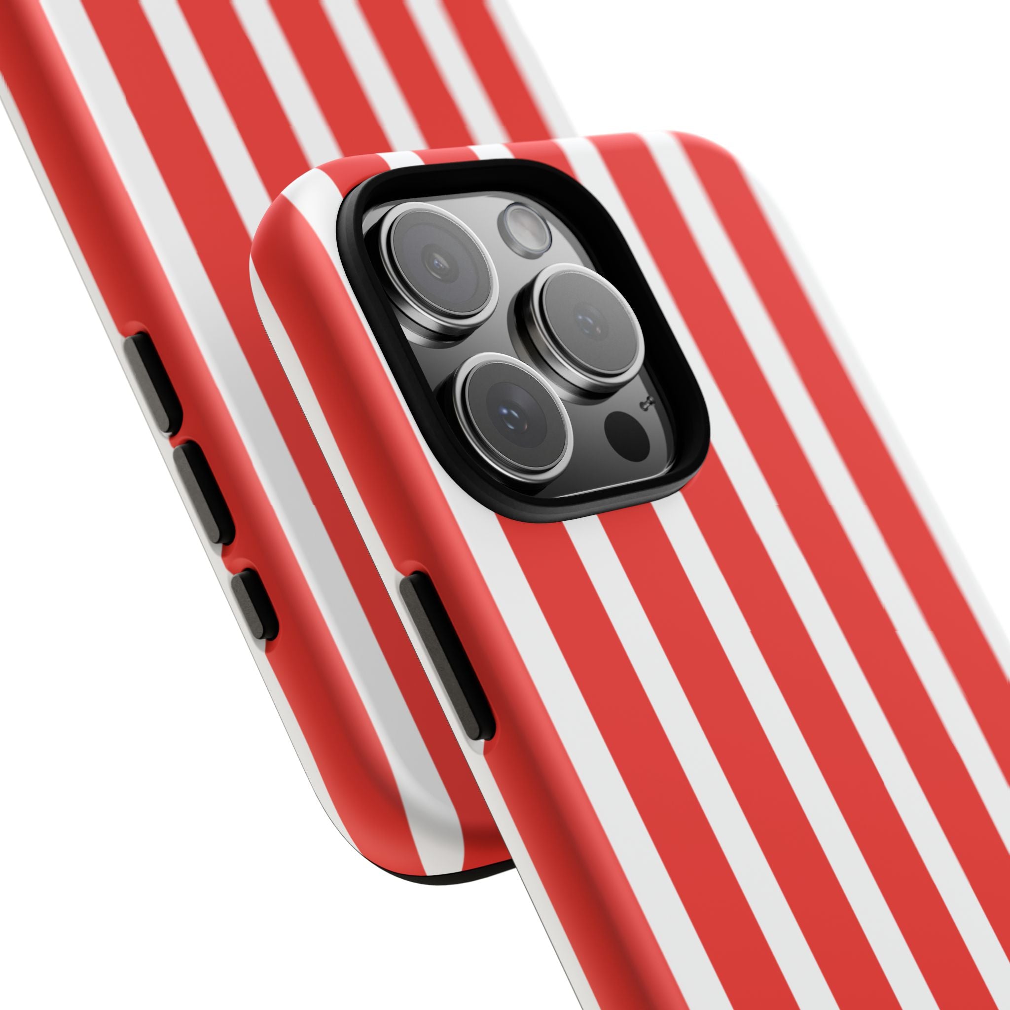 Striped Tough Phone Case - Durable Protection with Stylish Red & White Design