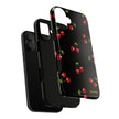 Cherry Pattern Tough Phone Case — Black Retro Cherry iPhone Cover