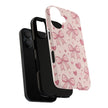 Pink Bow & Hearts Tough Phone Case — Cute Floral Ribbon iPhone Cover