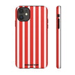 Striped Tough Phone Case - Durable Protection with Stylish Red & White Design