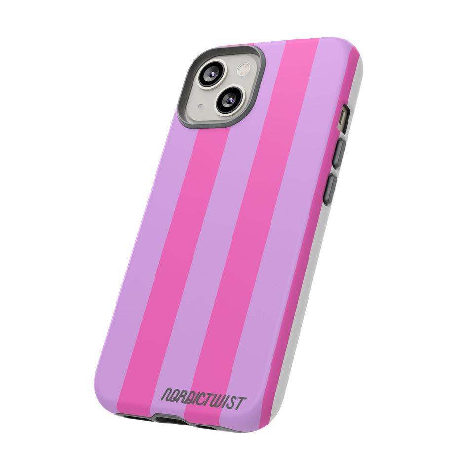 Stylish Phone Case - Tough Cases with Vibrant Pink and Lavender Stripes