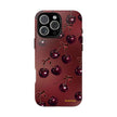 Cherry Pattern Tough Phone Case — Retro Dark Red Cherry iPhone Cover
