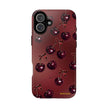 Cherry Pattern Tough Phone Case — Retro Dark Red Cherry iPhone Cover