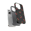 Cherry Pattern Tough Phone Case — Black Retro Cherry iPhone Cover