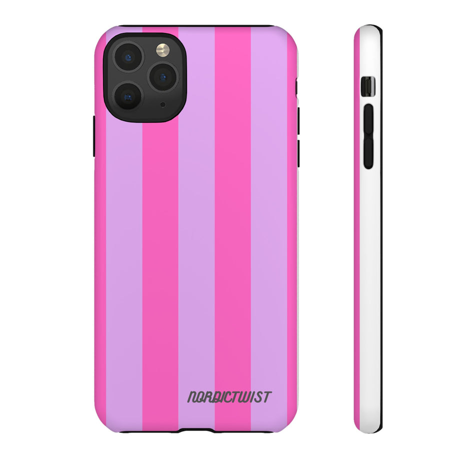 Stylish Phone Case - Tough Cases with Vibrant Pink and Lavender Stripes