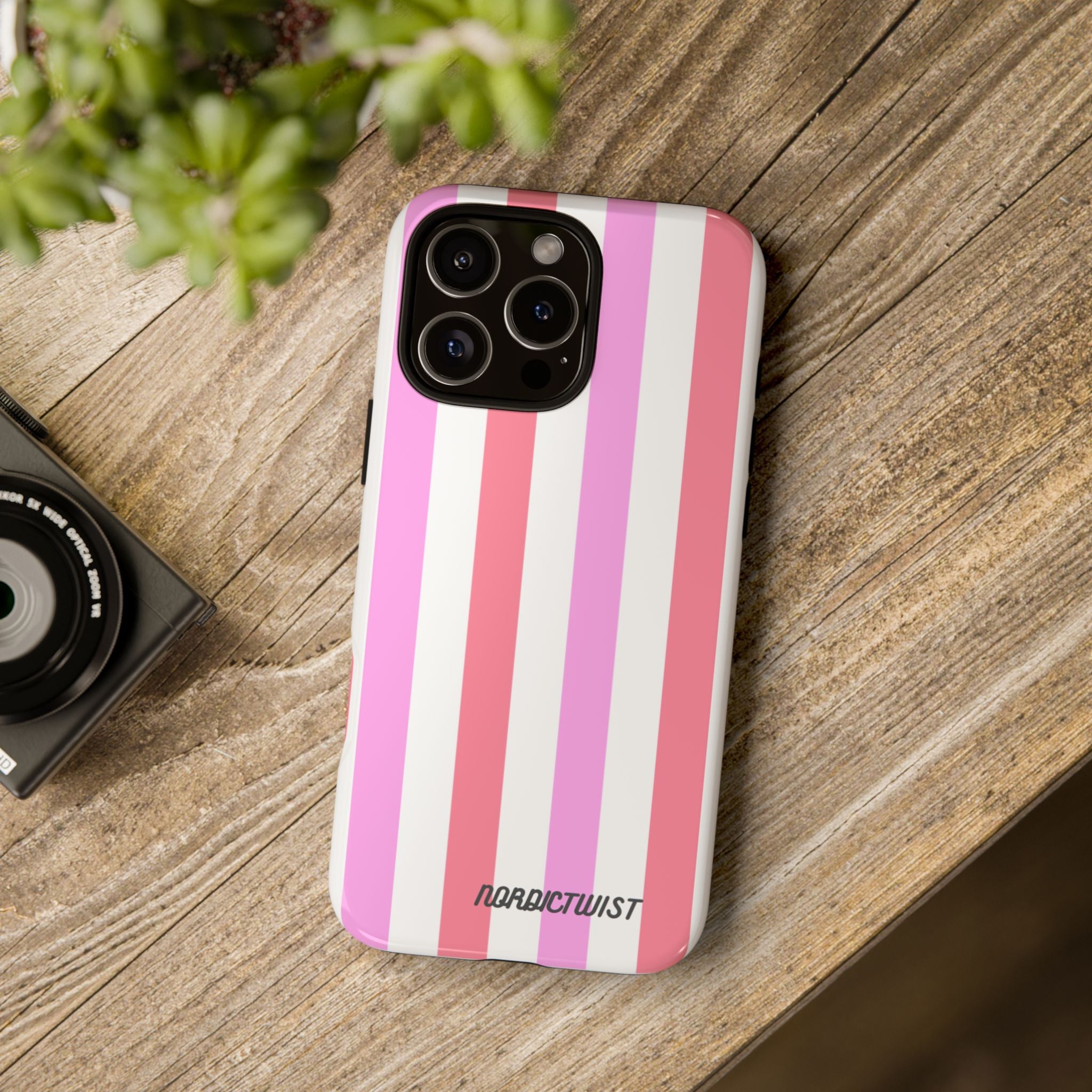 Pink Striped Phone Case - Stylish & Durable Cover