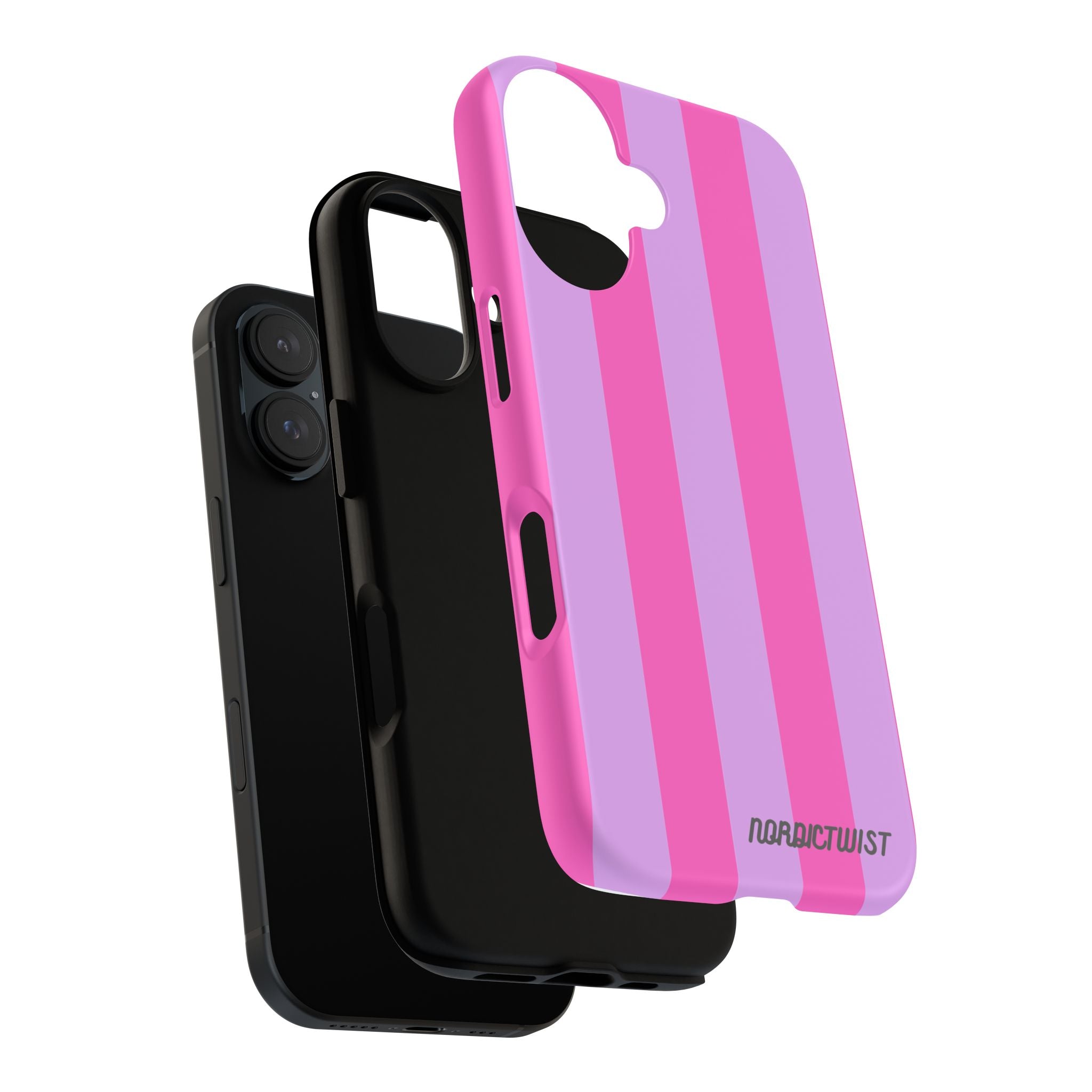 Stylish Phone Case - Tough Cases with Vibrant Pink and Lavender Stripes