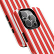 Striped Tough Phone Case - Durable Protection with Stylish Red & White Design