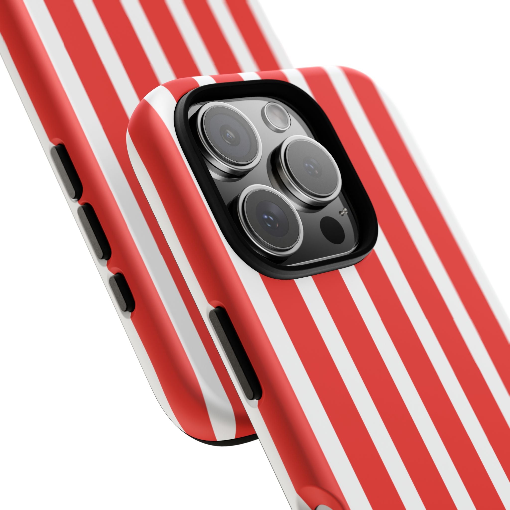 Striped Tough Phone Case - Durable Protection with Stylish Red & White Design