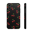 Cherry Pattern Tough Phone Case — Black Retro Cherry iPhone Cover