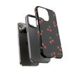 Cherry Pattern Tough Phone Case — Black Retro Cherry iPhone Cover