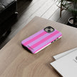 Stylish Phone Case - Tough Cases with Vibrant Pink and Lavender Stripes