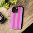 Stylish Phone Case - Tough Cases with Vibrant Pink and Lavender Stripes