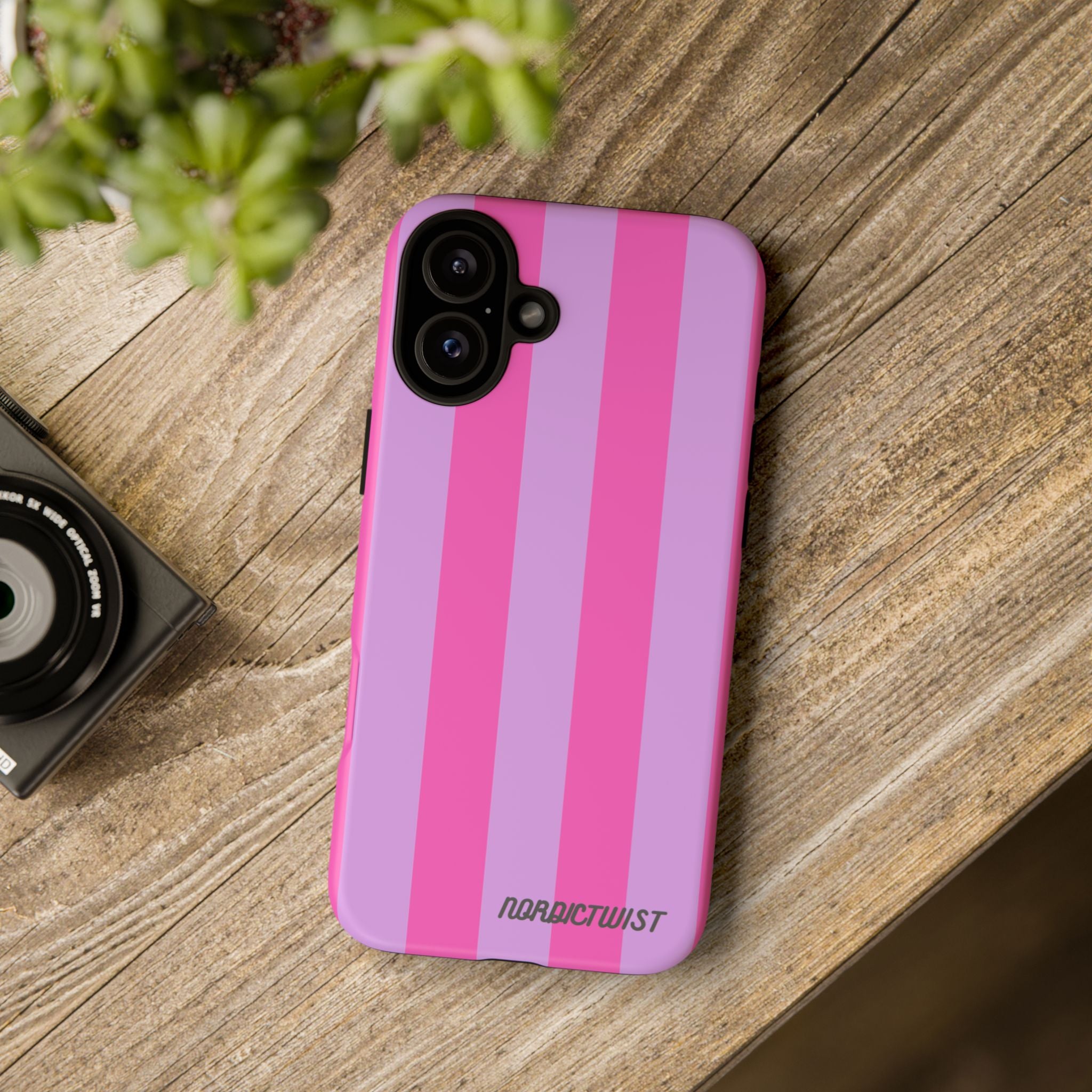 Stylish Phone Case - Tough Cases with Vibrant Pink and Lavender Stripes