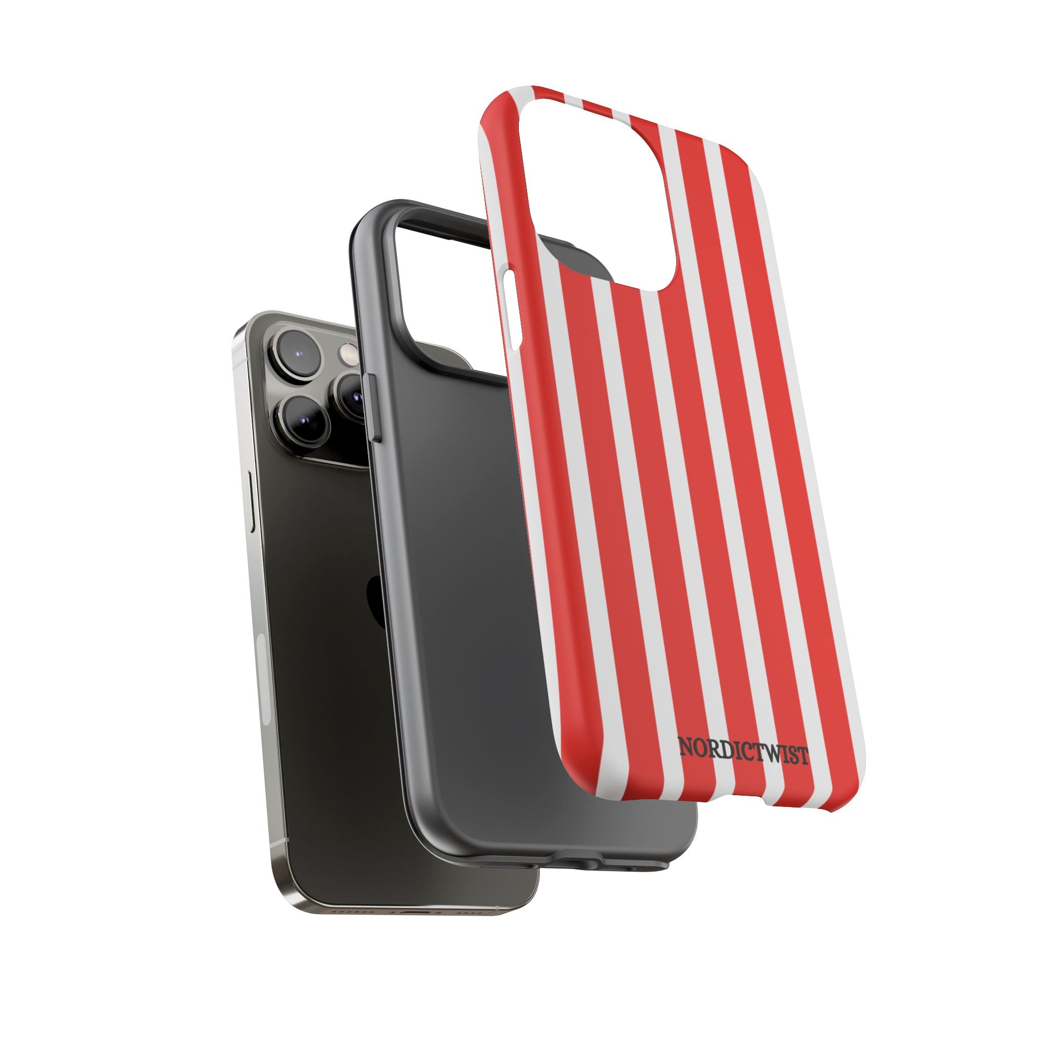 Striped Tough Phone Case - Durable Protection with Stylish Red & White Design