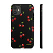 Cherry Pattern Tough Phone Case — Black Retro Cherry iPhone Cover