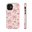 Pink Bow & Hearts Tough Phone Case — Cute Floral Ribbon iPhone Cover