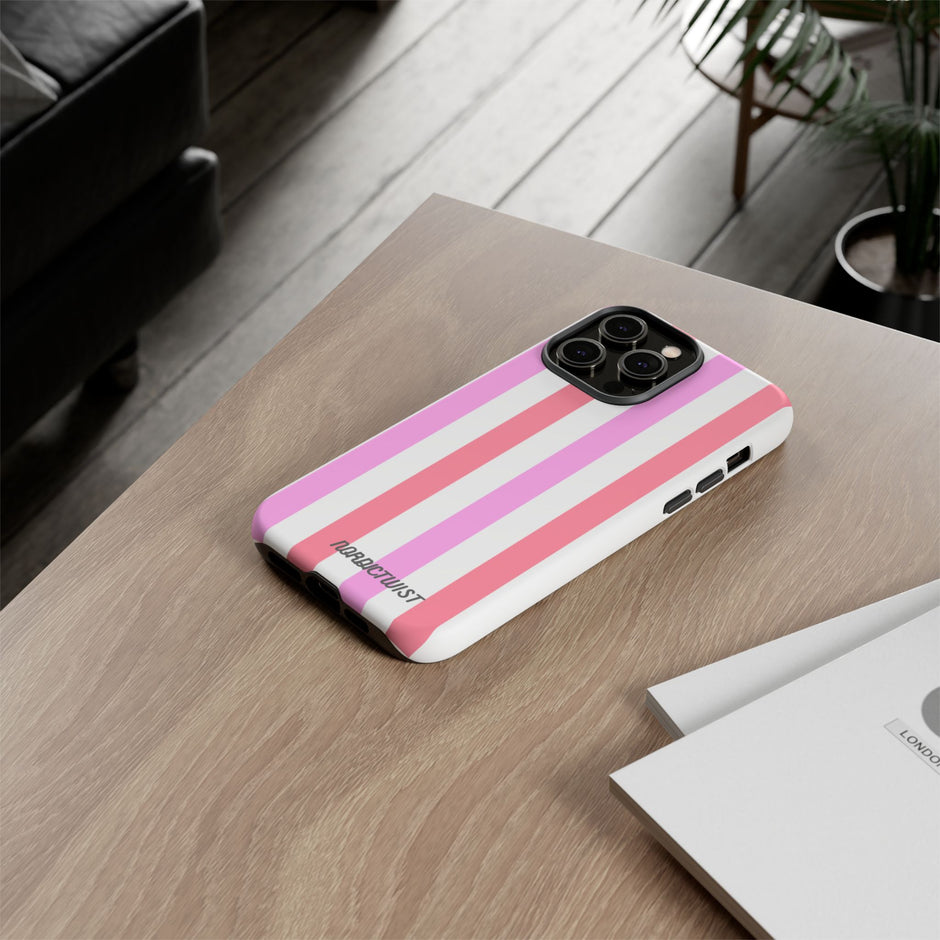 Pink Striped Phone Case - Stylish & Durable Cover