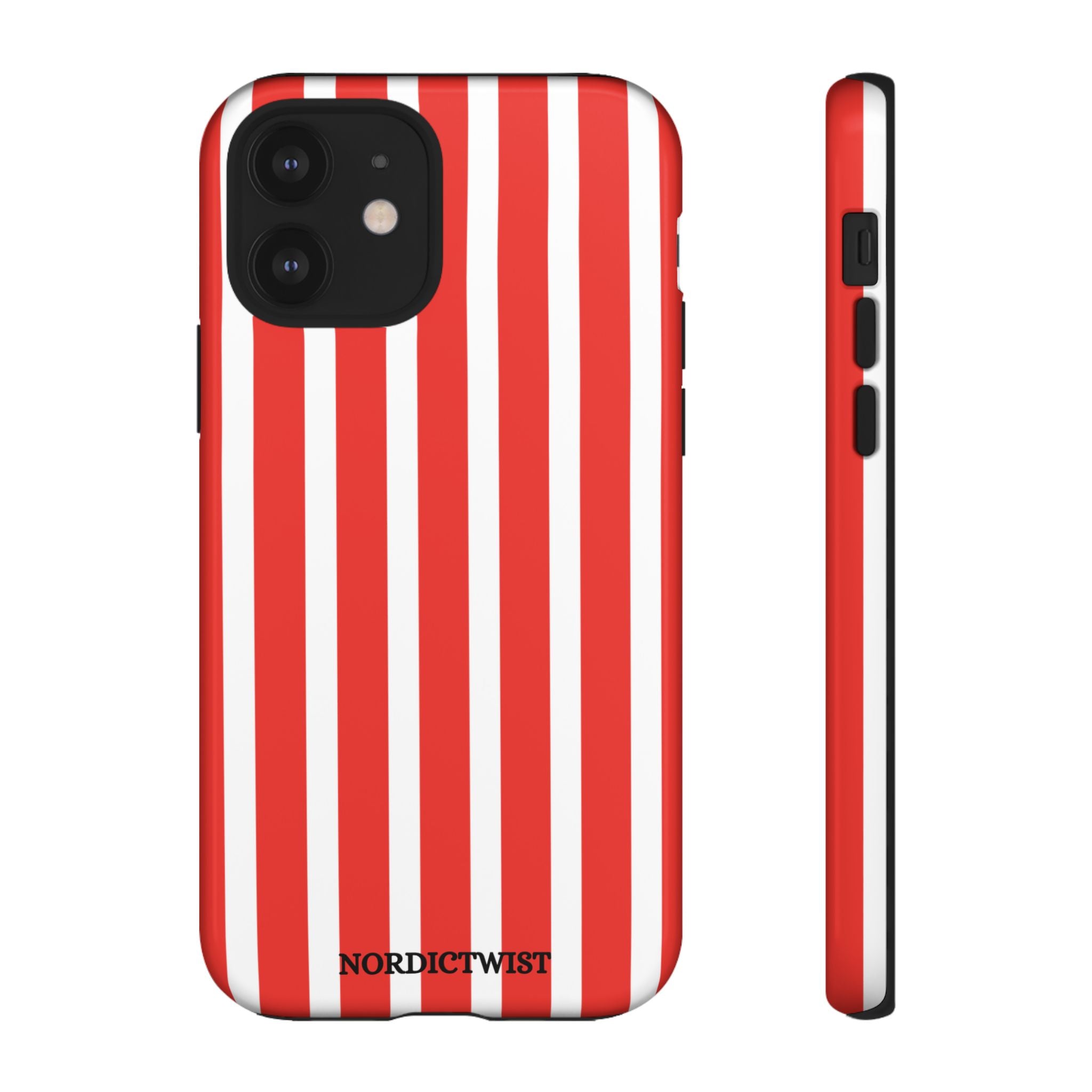 Striped Tough Phone Case - Durable Protection with Stylish Red & White Design