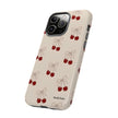 Cherry Pattern Phone Case — Cute Retro Red Cherries on Cream