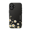 Daisy Floral Tough Phone Case – Protective Black Phone Cover with White Daisies