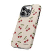 Cherry Pattern Tough Phone Case — Retro Red Cherries on Cream