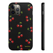Cherry Pattern Tough Phone Case — Black Retro Cherry iPhone Cover