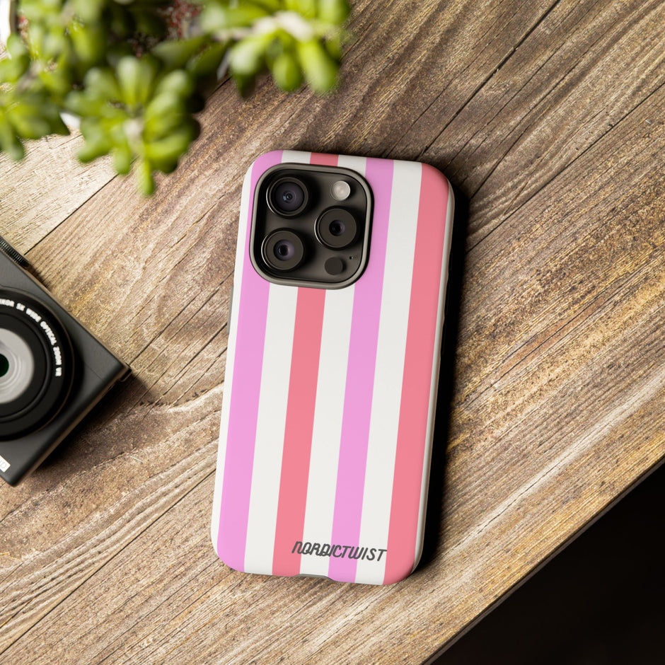 Pink Striped Phone Case - Stylish & Durable Cover