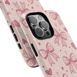Pink Bow & Hearts Tough Phone Case — Cute Floral Ribbon iPhone Cover