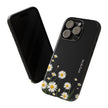 Daisy Floral Tough Phone Case – Protective Black Phone Cover with White Daisies